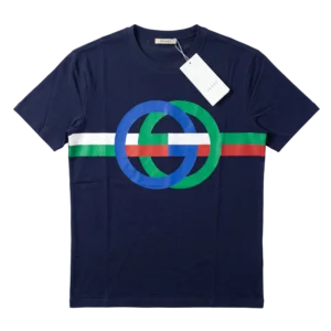 Gucci Cotton T-Shirt — Tünd göy