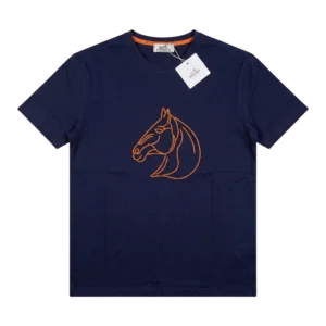 Hermès Cotton T-Shirt — Tünd göy