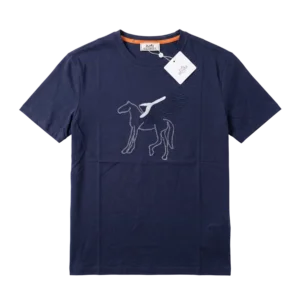 Hermès Cotton T-Shirt — Tünd göy