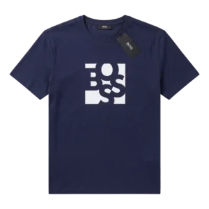 Hugo Boss Cotton T-Shirt — Tünd göy