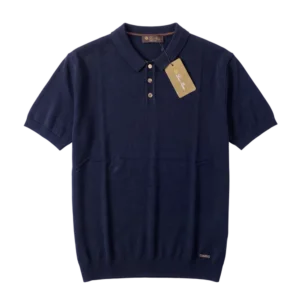 Loro Piana Cotton Knitwear Polo — Tünd göy