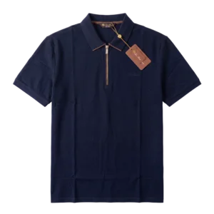 Loro Piana Cotton Knitwear Polo — Tünd göy