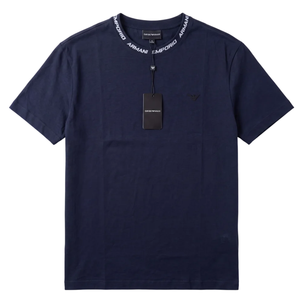 Emporio Armani Cotton T-Shirt — Tünd göy