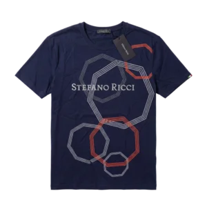Stefano Ricci Cotton T-Shirt — Tünd göy
