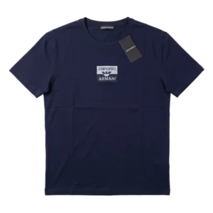 Emporio Armani Cotton T-Shirt — Tünd göy