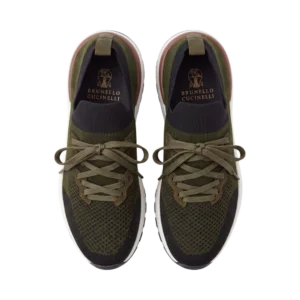 Brunello Cucinelli Suede/Mesh Shoes — Tünd yaşıl