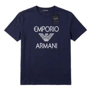 Emporio Armani Cotton T-Shirt — Tünd göy