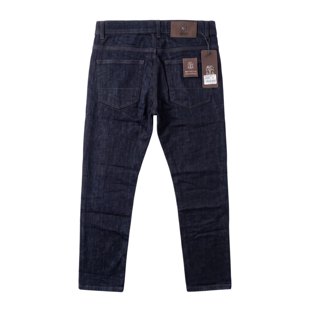 Brunello Cucinelli Cotton Jeans — Tünd göy
