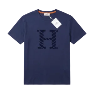 Hermès Cotton T-Shirt — Tünd göy