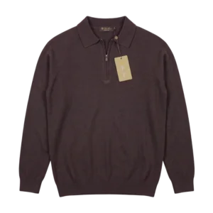 Loro Piana Cashmere Zip Polo — Tünd qəhvəyi