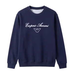 Emporio Armani Cotton Sweater — Tünd göy