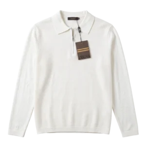 Zegna Cashmere Zip Polo — Ağ