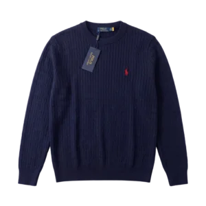 Ralph Lauren Cotton Knit Sweater — Tünd göy