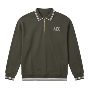 Armani Exchange Cashmere Zip Polo — Haki