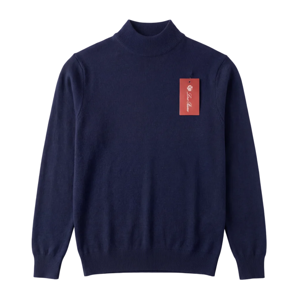 Loro Piana Cashmere Turtleneck Sweater — Tünd göy