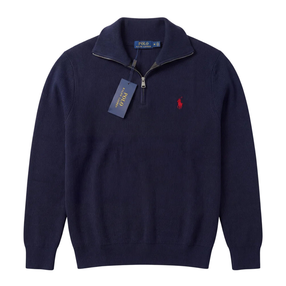 Ralph Lauren Cashmere Half-Zip — Tünd göy